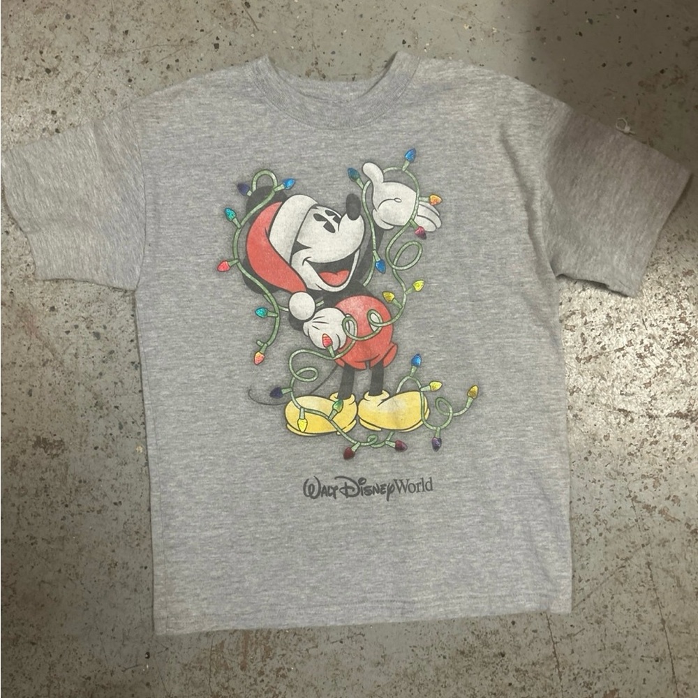 Hanes Gray Short Sleeve Tee with Mickey Mouse Design